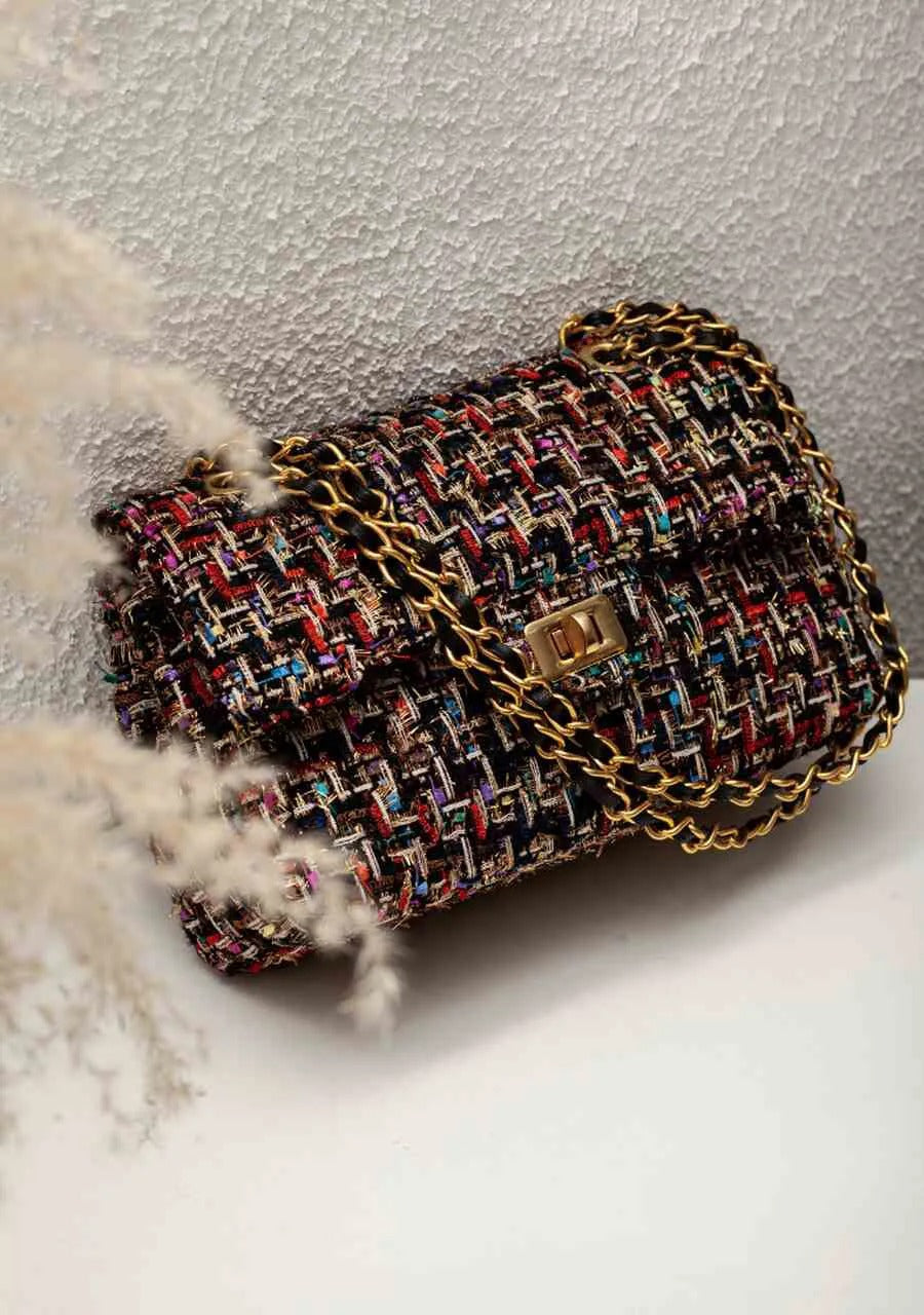Exklusive Tweed-Tasche, mittelgroß