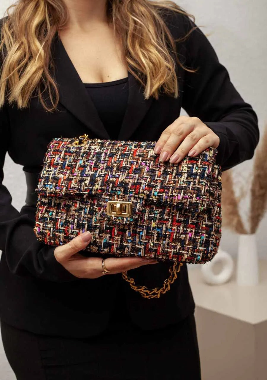 Medium Blue Tweed Bag