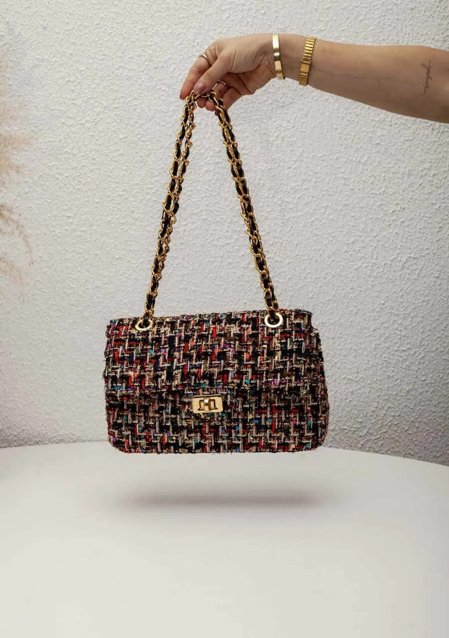 Medium Blue Tweed Bag