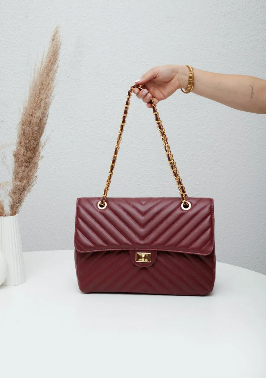 Maxi Quilted Bag for iPad Burgundy
