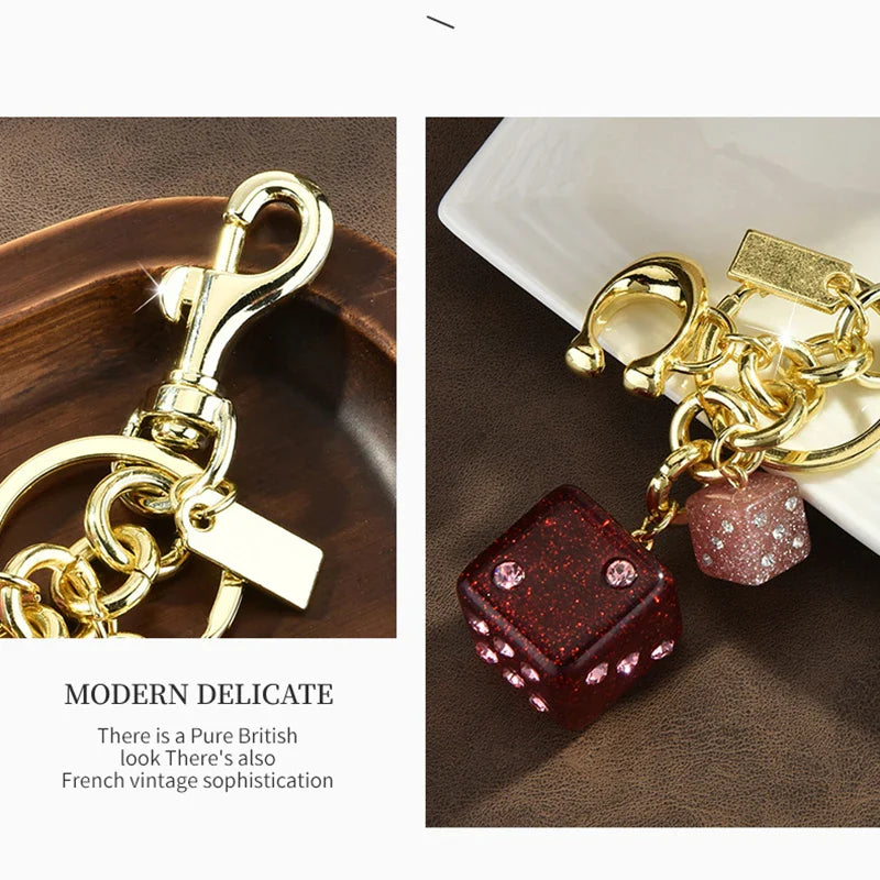 Crystal Dice Keychain Charm