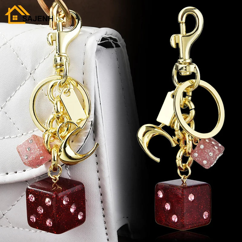 Crystal Dice Keychain Charm