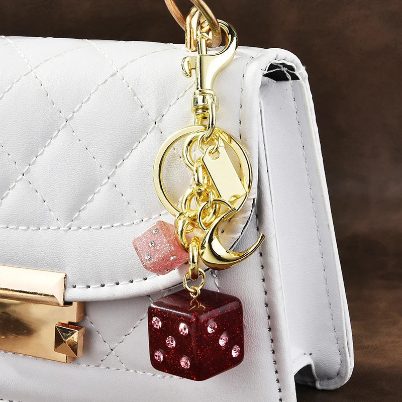 Crystal Dice Keychain Charm