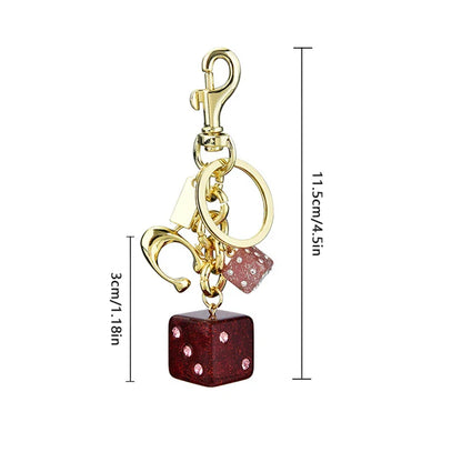 Crystal Dice Keychain Charm
