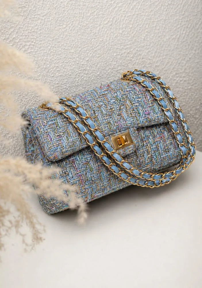 Medium Blue Tweed Bag