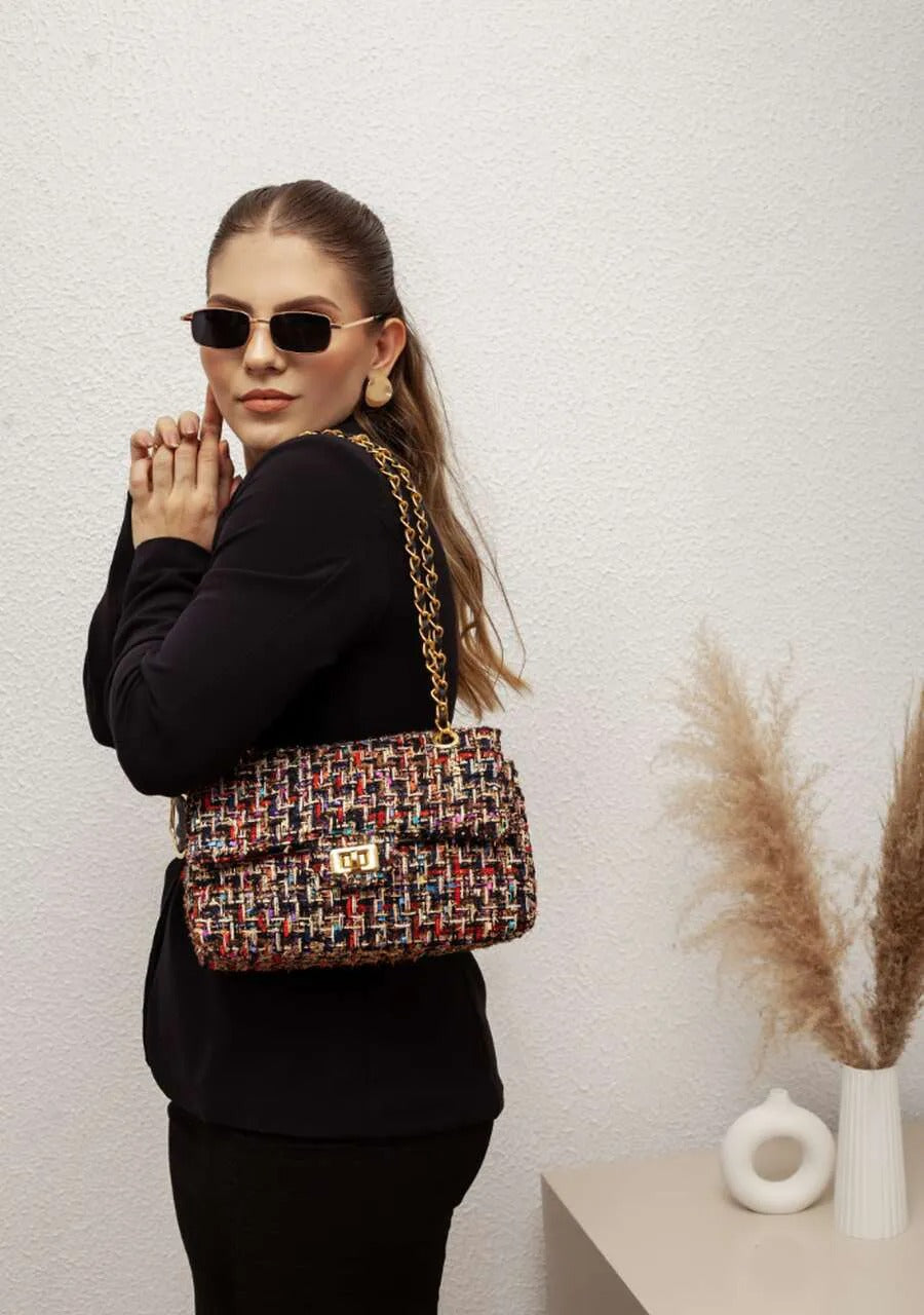 Medium Blue Tweed Bag