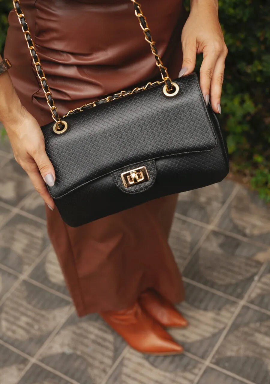 Medium Black Braided Bag