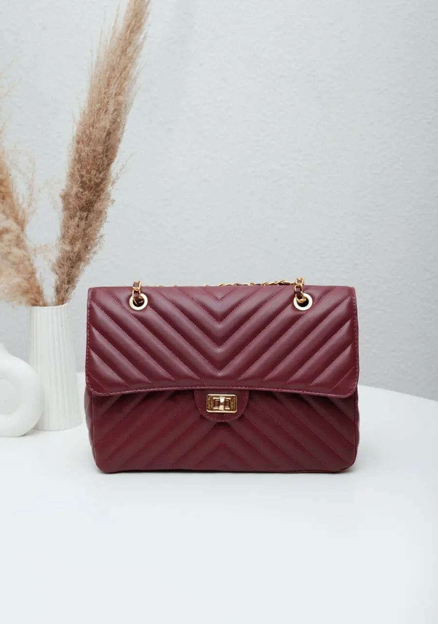 Maxi Quilted Bag for iPad Burgundy