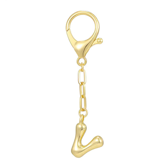 V - Bubble Letter Charm